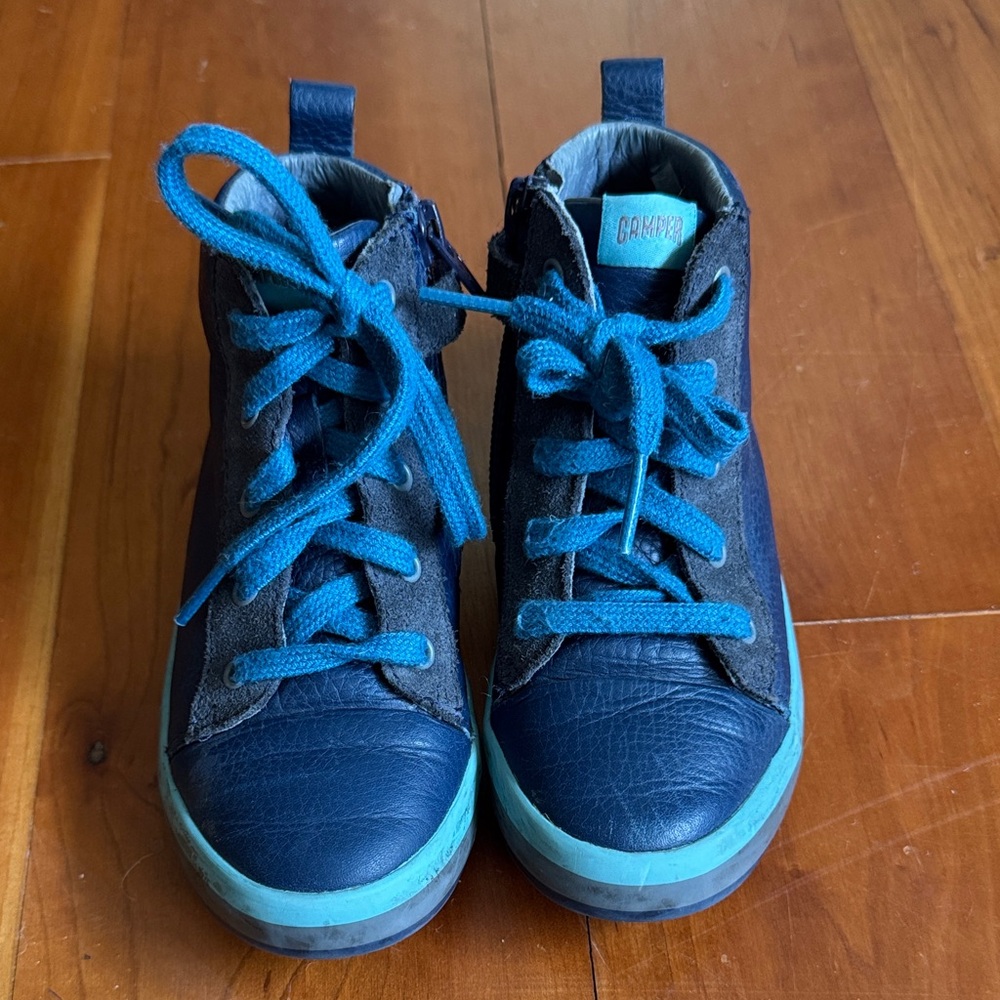 Camper Kids blue leather high tops